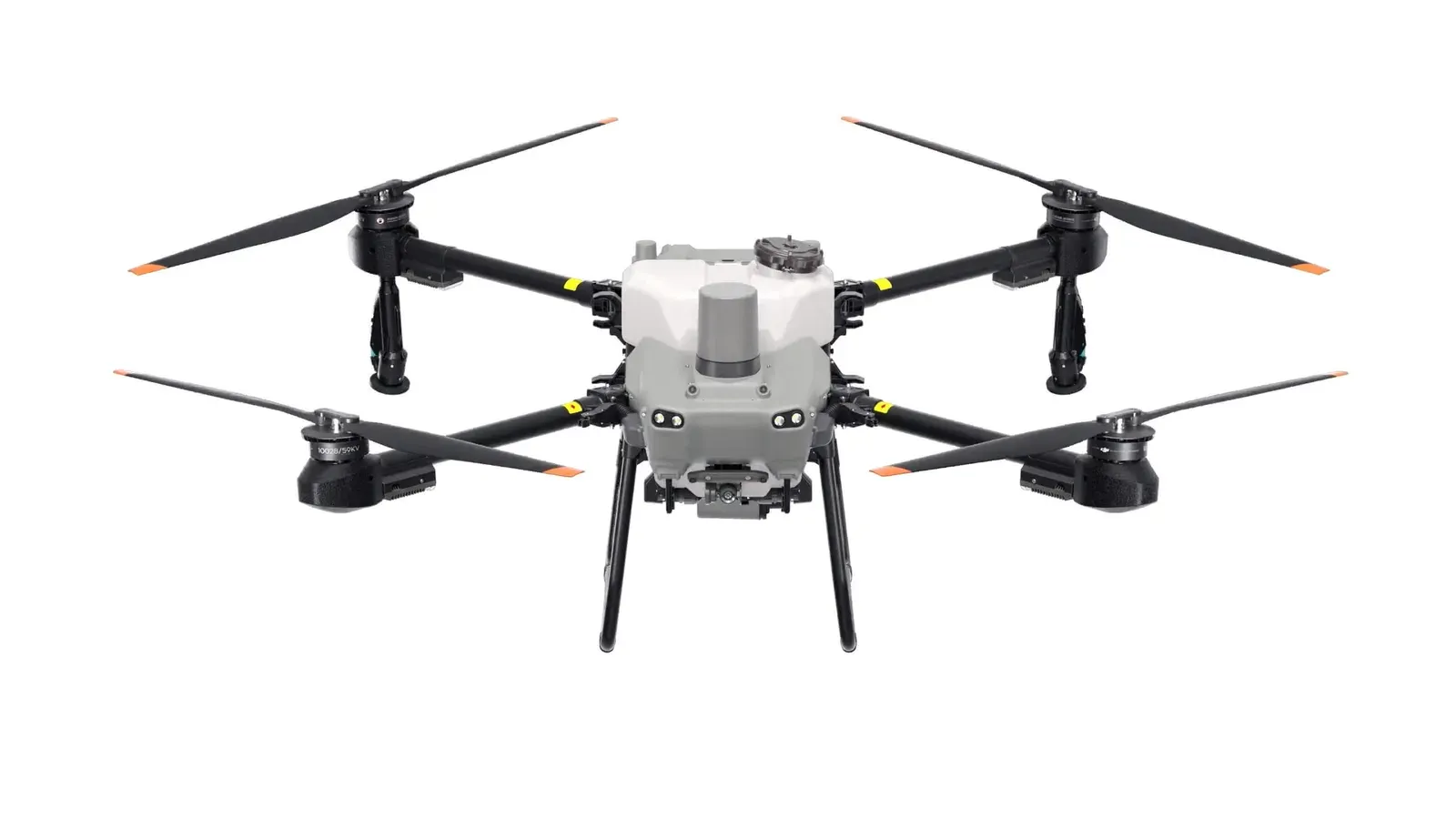 DJI Agras T25 visto de frente com tanque de pulverização de 20 L