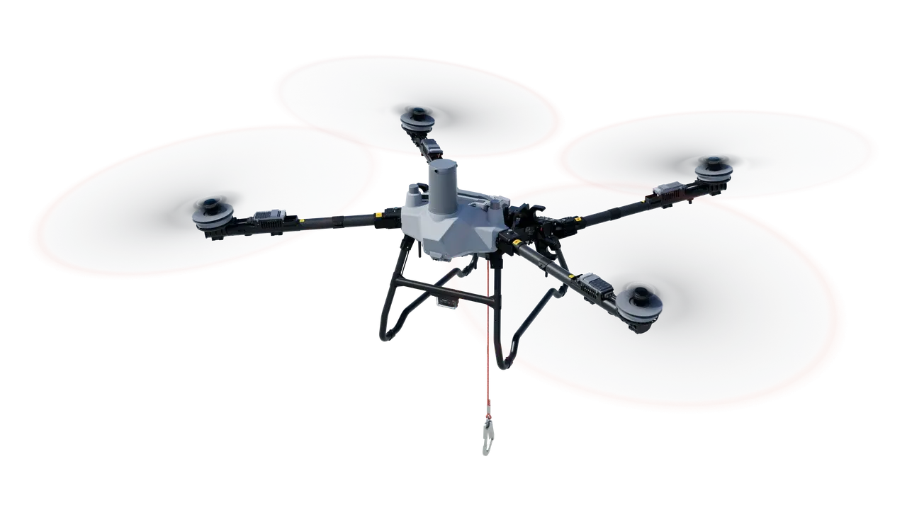 DJI Agras T55 com o sistema de içamento DL100
